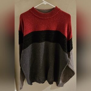 NWT COLUMBIA 100% Shetland Wool Red Gray Black Sweater Men's New With Tags XL